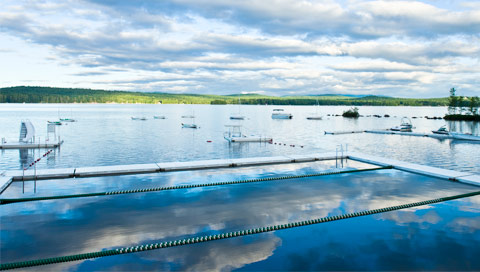 Great waterfront facilities on the magnificent Long Lake in Maine.