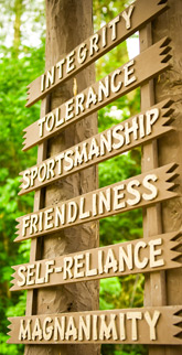 The ideals posted on the entrance arch are the principles that guide us in everything we do at Camp Takajo.